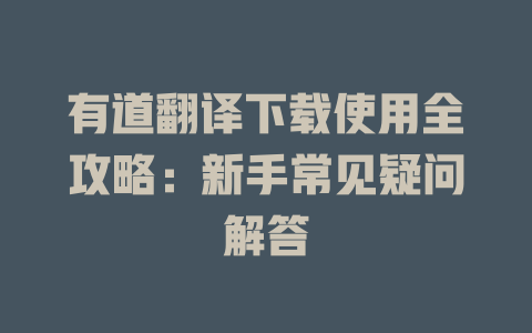 有道翻译下载使用全攻略：新手常见疑问解答 二
