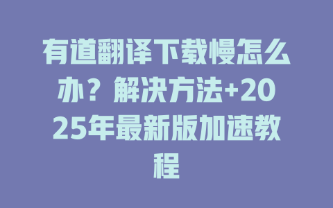 有道翻译下载慢怎么办？解决方法+2025年最新版加速教程 二