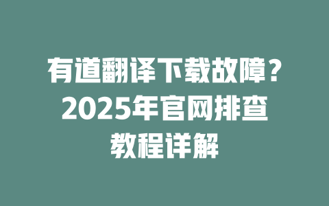 有道翻译下载故障？2025年官网排查教程详解 二