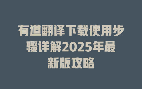 有道翻译下载使用步骤详解2025年最新版攻略 二