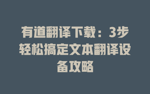 有道翻译下载：3步轻松搞定文本翻译设备攻略 二