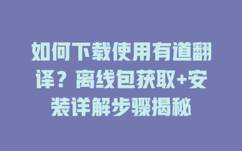 如何下载使用有道翻译？离线包获取+安装详解步骤揭秘 二