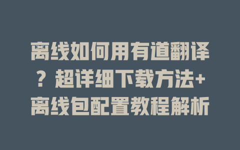 离线如何用有道翻译？超详细下载方法+离线包配置教程解析 二