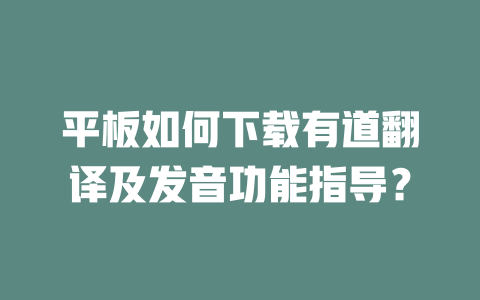 平板如何下载有道翻译及发音功能指导？ 二