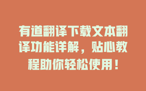 有道翻译下载文本翻译功能详解，贴心教程助你轻松使用！ 二