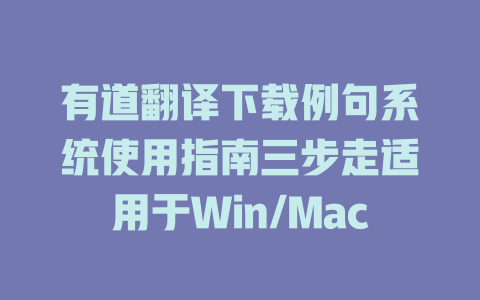 有道翻译下载例句系统使用指南三步走适用于Win/Mac 二