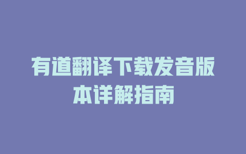 有道翻译下载发音版本详解指南 二