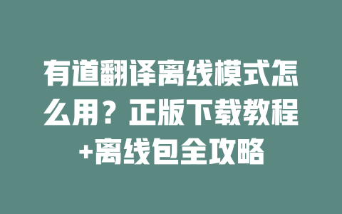 有道翻译离线模式怎么用？正版下载教程+离线包全攻略 二