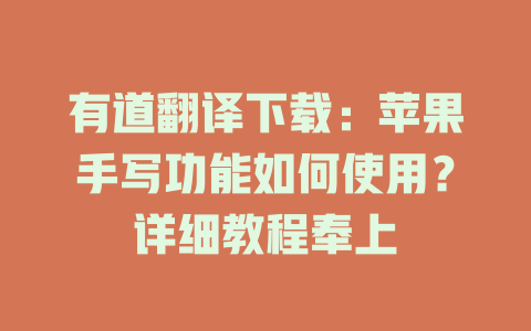 有道翻译下载：苹果手写功能如何使用？详细教程奉上 二