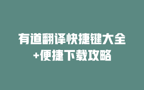 有道翻译快捷键大全+便捷下载攻略 二