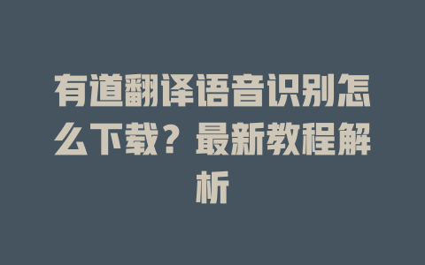 有道翻译语音识别怎么下载？最新教程解析 二