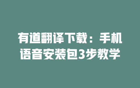 有道翻译下载：手机语音安装包3步教学 二