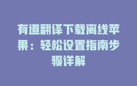 有道翻译下载离线苹果：轻松设置指南步骤详解 二