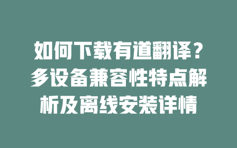 如何下载有道翻译？多设备兼容性特点解析及离线安装详情 二
