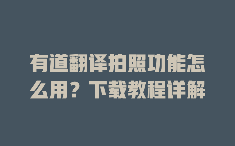 有道翻译拍照功能怎么用？下载教程详解 二