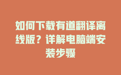 如何下载有道翻译离线版？详解电脑端安装步骤 二