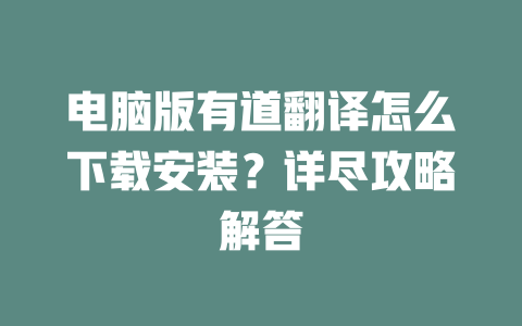 电脑版有道翻译怎么下载安装？详尽攻略解答 二