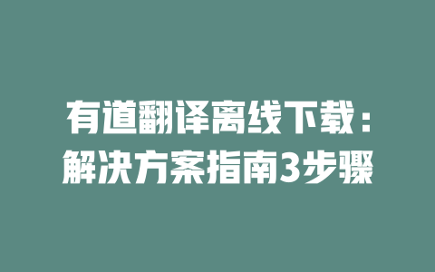 有道翻译离线下载：解决方案指南3步骤 二