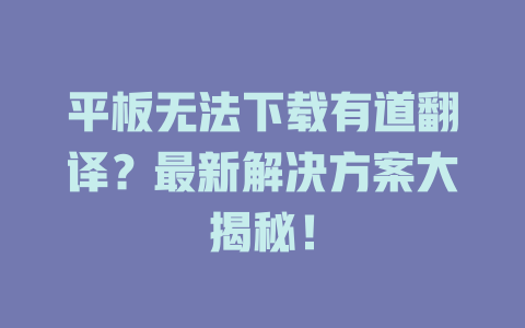 平板无法下载有道翻译？最新解决方案大揭秘！ 二