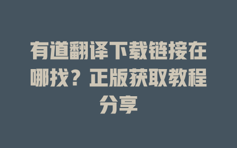 有道翻译下载链接在哪找？正版获取教程分享 二