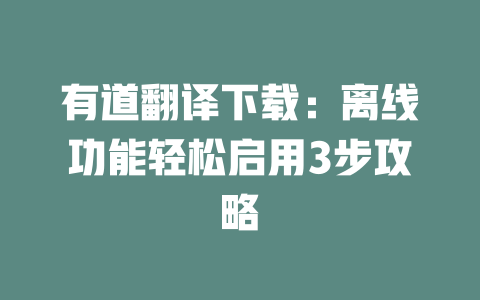 有道翻译下载：离线功能轻松启用3步攻略 二