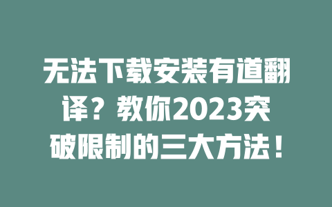 无法下载安装有道翻译？教你2023突破限制的三大方法！ 二