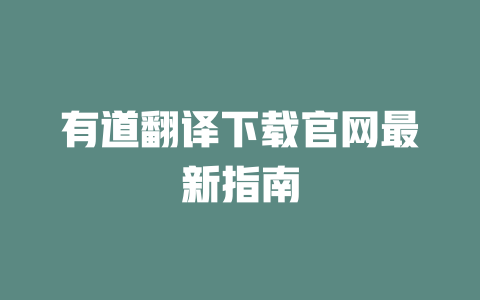 有道翻译下载官网最新指南 二