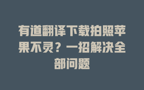 有道翻译下载拍照苹果不灵？一招解决全部问题 二