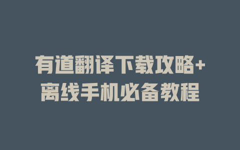 有道翻译下载攻略+离线手机必备教程 二