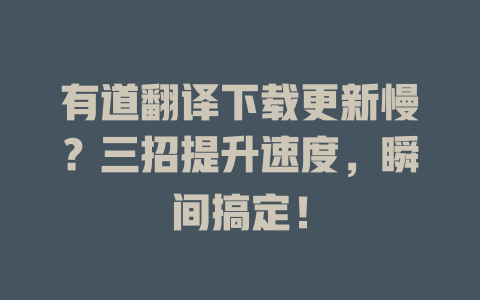 有道翻译下载更新慢？三招提升速度，瞬间搞定！ 二