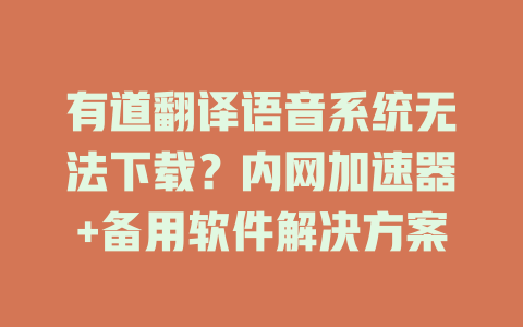有道翻译语音系统无法下载？内网加速器+备用软件解决方案 二