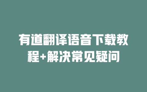 有道翻译语音下载教程+解决常见疑问 二