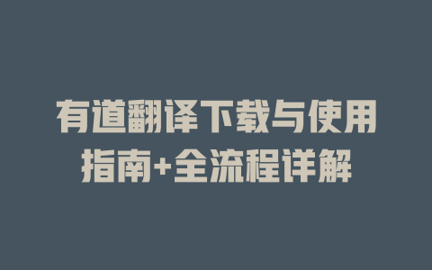 有道翻译下载与使用指南+全流程详解 二